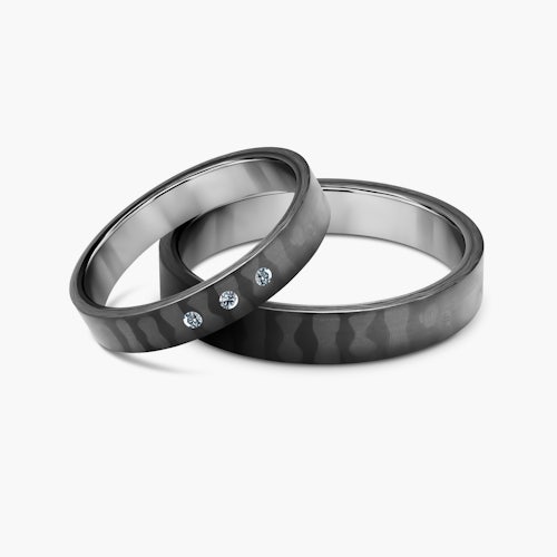 Obrączki ślubne: carbon, tytan, płaskie, 4 mm